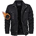 TACVASEN Men's Winter Jacket-Fleece Cotton Military Coat Thicken Casual Cargo Bomber Jacket