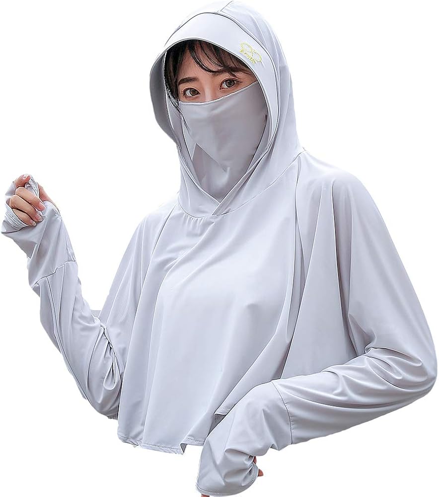 Sun Hoodies UV Protection - UPF 50+ Sun-proof Clothing w/Ear Hoop Mask, Gift for Women, Girl, Running, Cycling, Fishing (Candy Pink Hoodies): Clothing