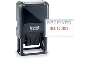 Trodat Printy 4750/L1 Date Stamp with English Phrase Received – Self Inking, Red Ink Date and Blue Text Large