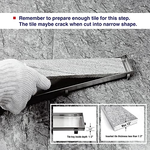 Neodrain 24Inch Linear Shower Drain with Tile Insert Grate