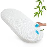 Baby Bassinet Mattress Pad 15" x 30", Waterproof Oval Moses Basket Pad | Waterproof baby Bassinet Pad Topper with Removable &amp; Washable Cover