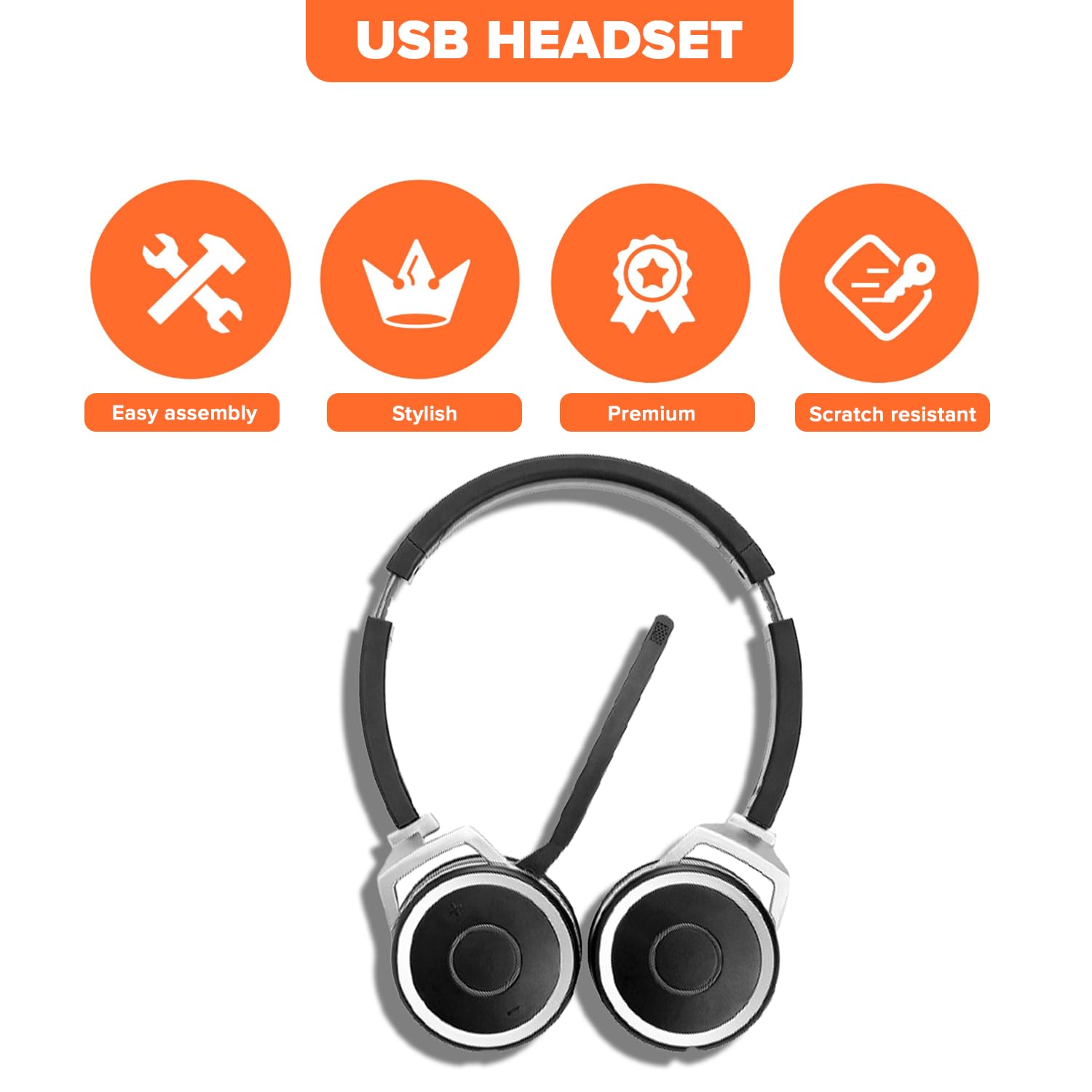 Spracht ZumBT-410 Prestige Bluetooth Headset with Noise-Canceling Microphone | Wireless Headset with Charging Base & USB Dongle for Computer | PC Head Set for Working from Home/Office/Teams/Zoom