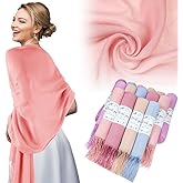 Ramede Pashmina Shawl Wraps for Women 79 x 28 Inch Bulk Wedding Favors Bridal Shawls Gifts for Guests with Thank You Cards
