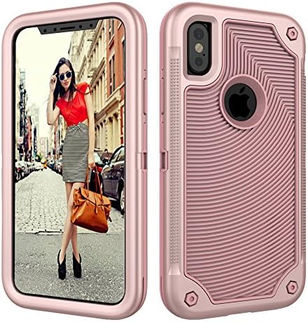 iPhone X Case,Dake 3-Layer Defender Heavy Duty Shockproof Full-body Protective Case for Apple iPhone X 2017 Release Rose Gold