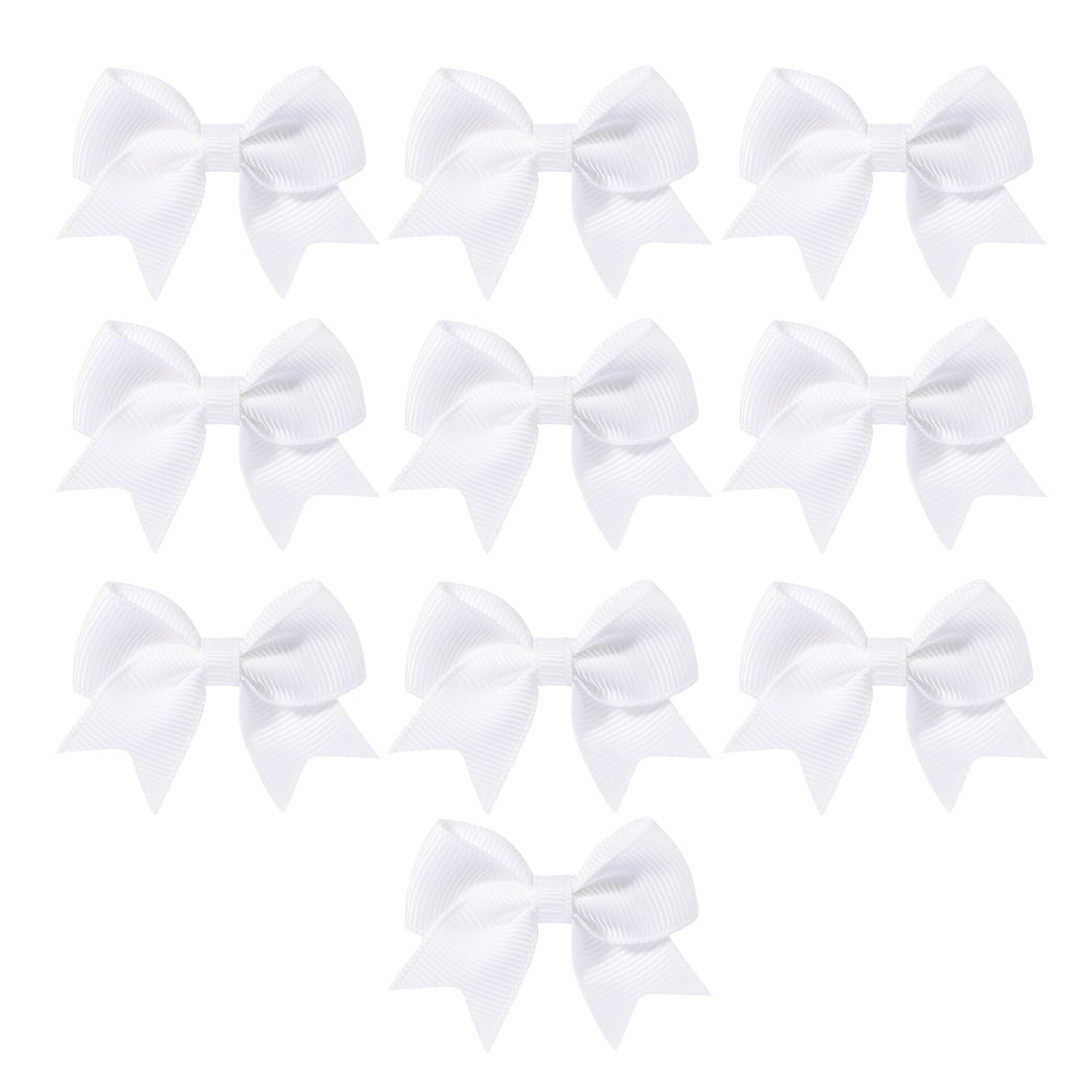 10 Pcs Mini Bows, Hair Bows for Girls Grosgrain Ribbon Alligator Clips (White)