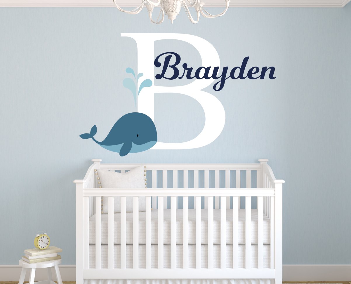 Amazon Com Personalized Whale Name Wall Decal For Boys Nursery