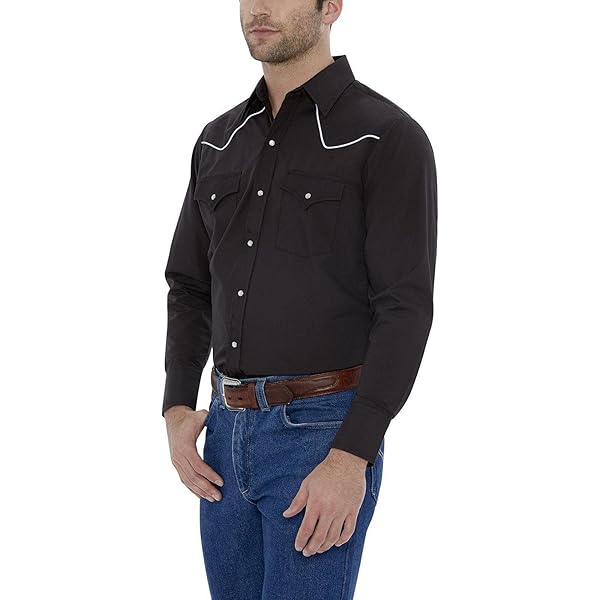 ELY CATTLEMAN Men's Long Sleeve Western Shirt with Contrast ELY CATTLEMAN Men's Long Sleeve Western Shirt with Contrast