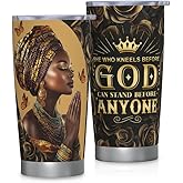 FUWERMON Christian Gifts for Women Faith Tumbler 20oz, African American Black Women Inspirational Religious Stainless Steel Travel Mug, Spiritual Bible Prayer Birthday Gift