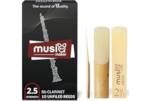Musiq Maker's Clarion Clarinet Reeds - Premium Bb Clarinet Reeds 2.5 for Clear Sound - High-Quality 2.5 Reeds for Clarinet Players, Ideal for B Flat Clarinet & Beginners Seeking Durable Clarinet Reeds