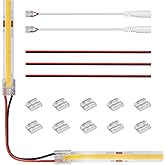 Tatazone 10pcs 2PIN Transparent COB Connectors for Single Color COB Light Strips Solerless Connection (0.31(8mm)-2PIN-FCOB) with 6pcs 15cm Long Wires