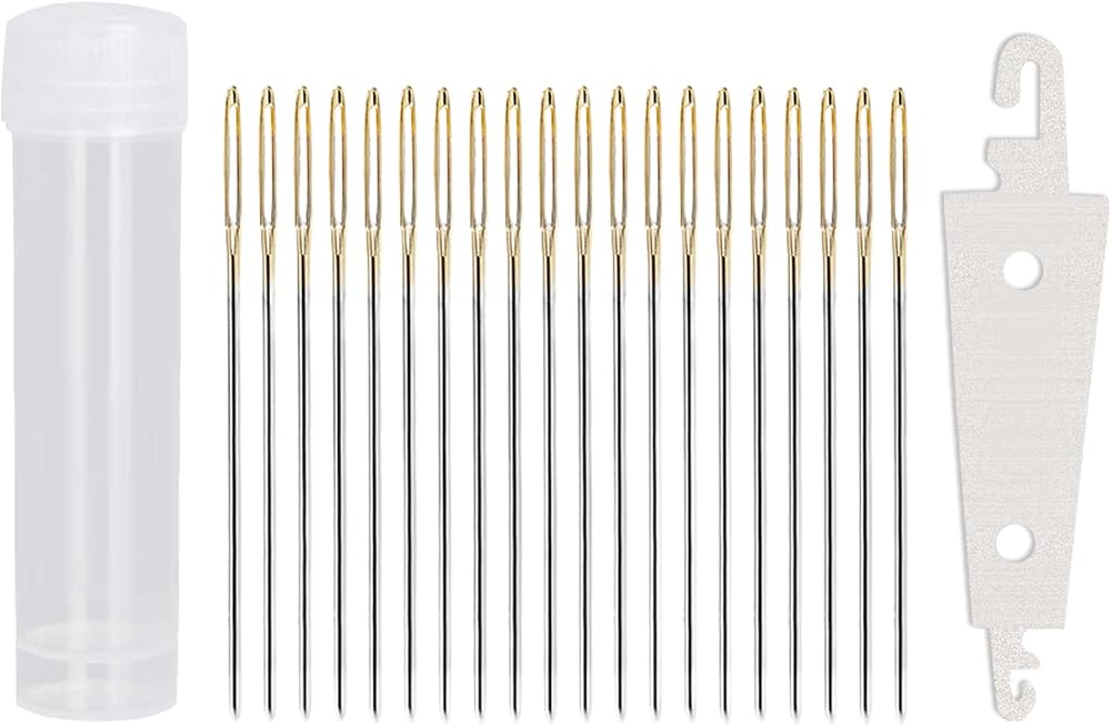 YuZhou 100 PCS Large Eye Blunt Needles 40 mm Threader Set for Hand Sewing