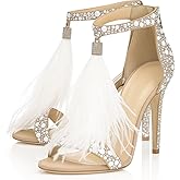 Hinyyrin Rhinestone High Heels for Women, Elegant Wedding Shoes for Bride, Sparkle Strappy Sandals with Pointed Open Toe and Stiletto Heels Perfect for Wedding, Parties and Sexy Dress