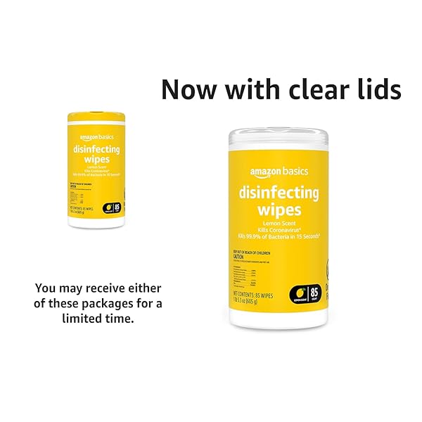 AMAZON BASICS DISINFECTING WIPES, LEMON SCENT, 85 COUNT