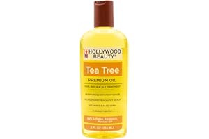 Hollywood Beauty Tea Tree Oil for Hair, Scalp, and Skin, 8 fl oz - Moisturizes Dry, Itchy Scalp, Blended with Vitamin E & Aloe