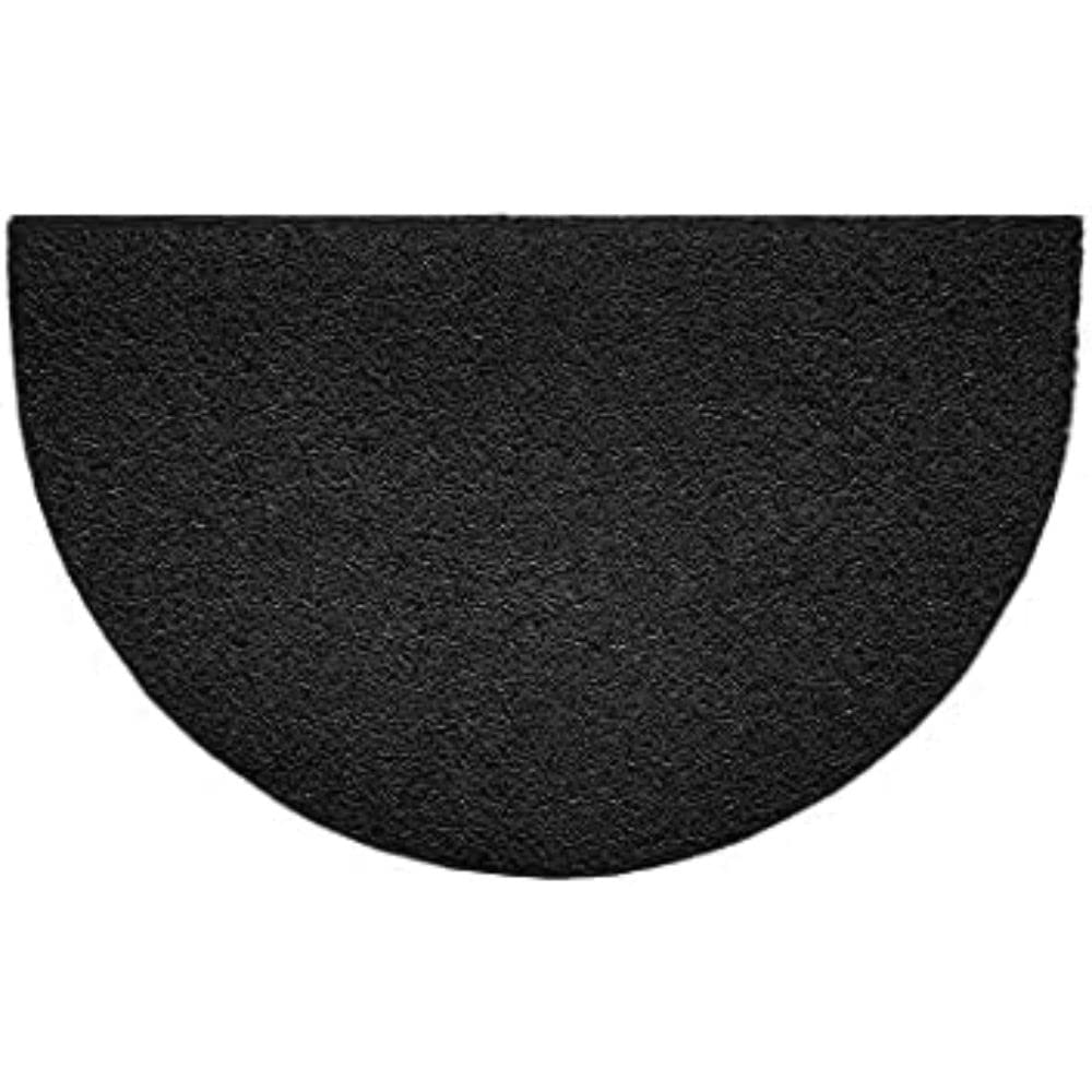 Nicoman Embossed Halfmoon Half Circle Door Mat Dirt-Trapper Jet-Washable Doormat 70x44cm (Black, PLAIN) - Use Outdoor ONLY