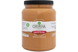 Georgia Grinders Cashew Butter Creamy 64oz, Bulk Size Get more for less, Smooth Gourmet Cashew Spread, Whole30Approved, Keto & Vegan Friendly, No Sugar or Additives, Non-GMO, Gluten Free