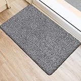 Indoor Super Absorbs Mud Doormat 36"x24" Latex Backing Non Slip Door Mat for Front Door Inside Floor Dirt Trapper Mats Cotton Entrance Rug Shoes Scraper Machine Washable Rug Carpet Black White Fiber