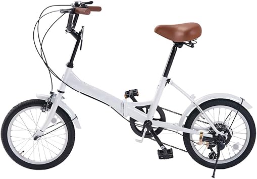 Amazon 折りたたみ自転車軽量16インチ可変速度折り畳み自転車小さくて軽いメンテナンスが簡単女性や高齢者に適しており短い旅行に最適 白い Yywe 折りたたみ自転車