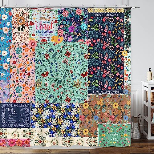 Boho Patchwork Floral Shower Curtain