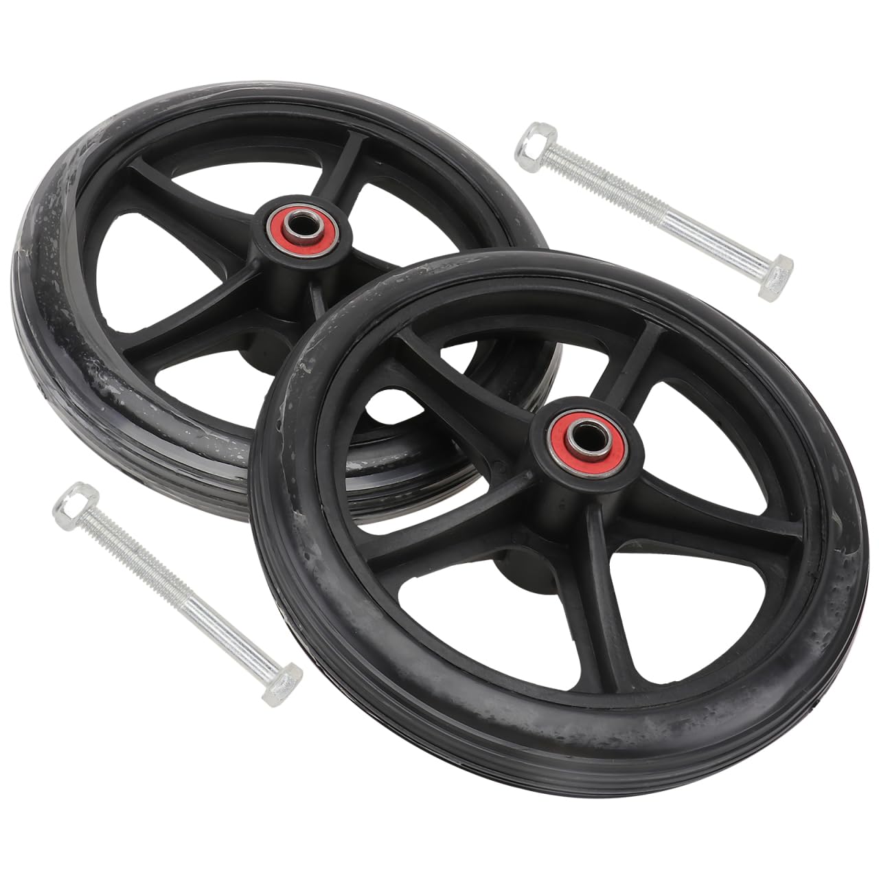 HOODANCOS 2Pcs 7 Inch Wheelchair Front Wheels Replacement Pair Solid Tire Manual Wheelchair Accessories with Ball Bearings for Rollators Walkers and Mobility Scooters