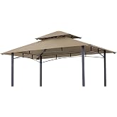 SCOCANOPY 8x5 Ft Replacement Grill BBQ Gazebo Top Compatible with Grill Gazebo Frame Model L-GG001PST-F,L-GG001PST-H,L-GG001PST-F2,(Khaki)