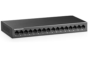 MokerLink 16 Port Gigabit Ethernet Switch, Fanless Metal Unmanaged Plug and Play Network Switch