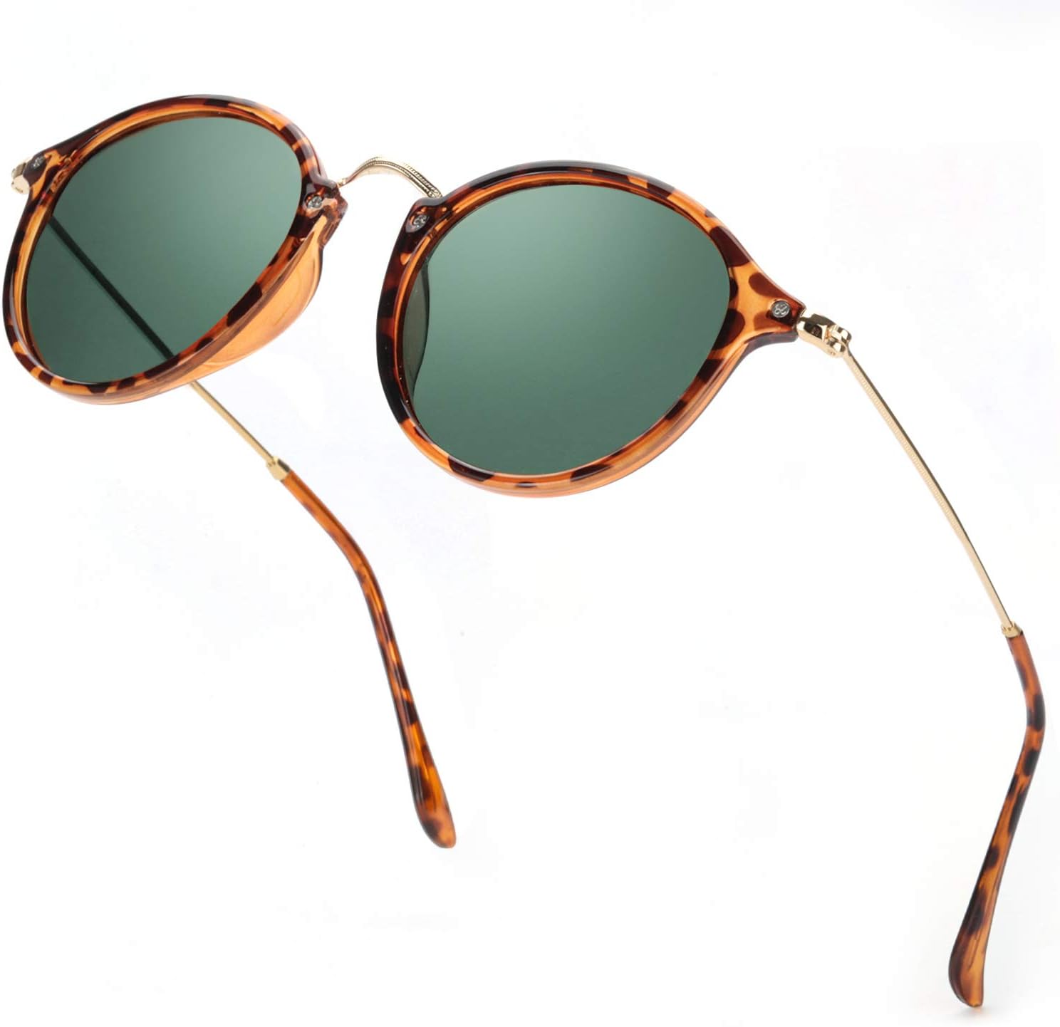 ELIVWR Round Retro Polarized Sunglasses for Men and Women, Vintage Classic Eyewear Style Frame for Driving/Travel/Sport