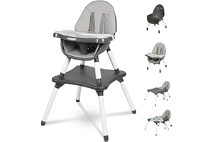 Gofirst 6 in 1 Baby High Chair,Convertible High Chairs for Babies and Toddlers/Booster Seat/Table and Chair Set,Baby Feeding Chair/5-Point Harness,4-Position Removable Tray&PU Cushion Baby Highchair
