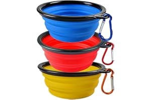 Mr. Peanut's Collapsible Dog Bowls, Set of 3 Colors, Dishwasher Safe BPA Free Food Grade Silicone Portable Pet Bowls, Foldable Travel Bowls for Feed & Water on Journeys, Hiking, Kennels & Camping