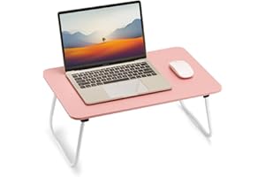 FISYOD Foldable Laptop Desk, Portable Lap Desk Bed Table, Lightweight Breakfast Table Tray Desk, Laptop Stand, Mini Table for Working Writing Drawing Eating Picnic-Pink