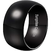 Fashion Month Mens 12mm Classic Black Tungsten Carbide Ring Wedding Engagement Domed High Polished Wide Smooth Band