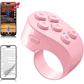 TikTok Scrolling Ring Remote Control, Page Turner for iPad iPhone Tablets | Wireless Camera Remote, Bluetooth Scrolling Ring for TikTok YouTube Instagram iOS Android, Ergonomic Flexible Ring (Pink)