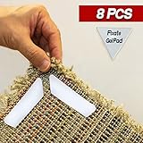 Rug gripper Made to last-Premium 8 pcs Anti Curling Carpet Gripper. Instantly Flattens Rug Corners AND Stops Rug Slipping. Uses Reusable 3M Sticky Gel.-By Alphastic