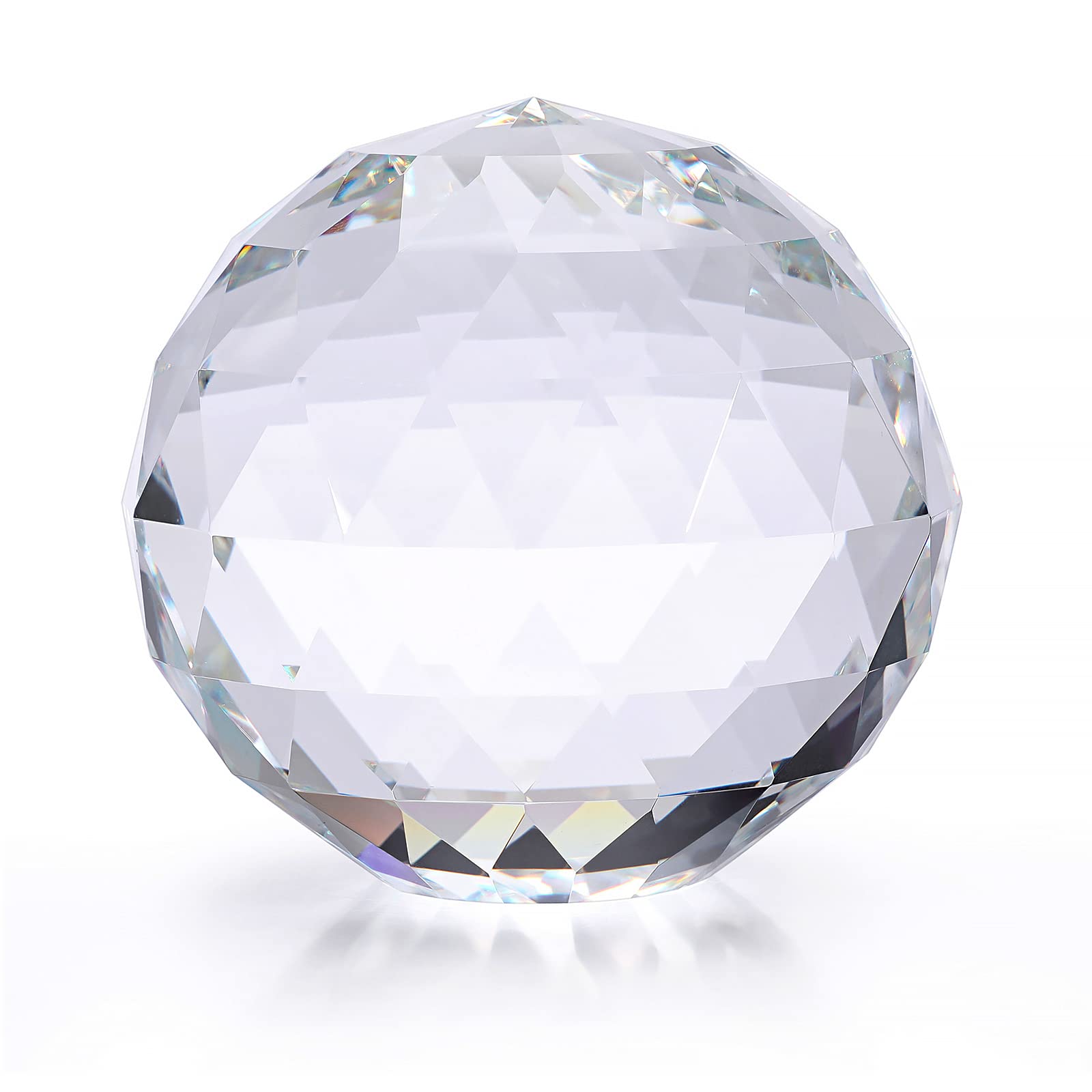 BTSKY 80mm Clear Cut Crystal Ball - Faceted Prism Suncatcher Glass Ball Gazing Sphere For Feng Shui Home Wedding Party Decoration