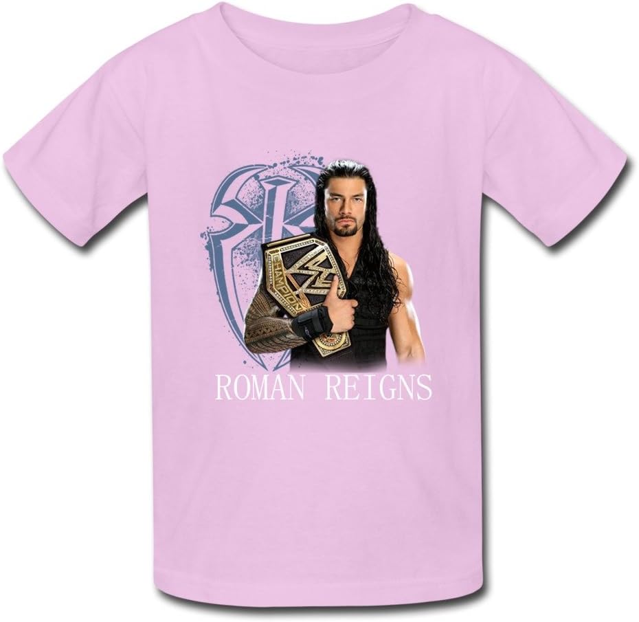 FUNSHIN Kids WWE Roman Reigns 2015 Boxing Heavyweight Champion T-shirt Pink L