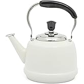 Martha Stewart Kingstree Large 2 Qt Heavy Gauge Stainless Steel Whistling Tea Kettle - Linen White Exterior