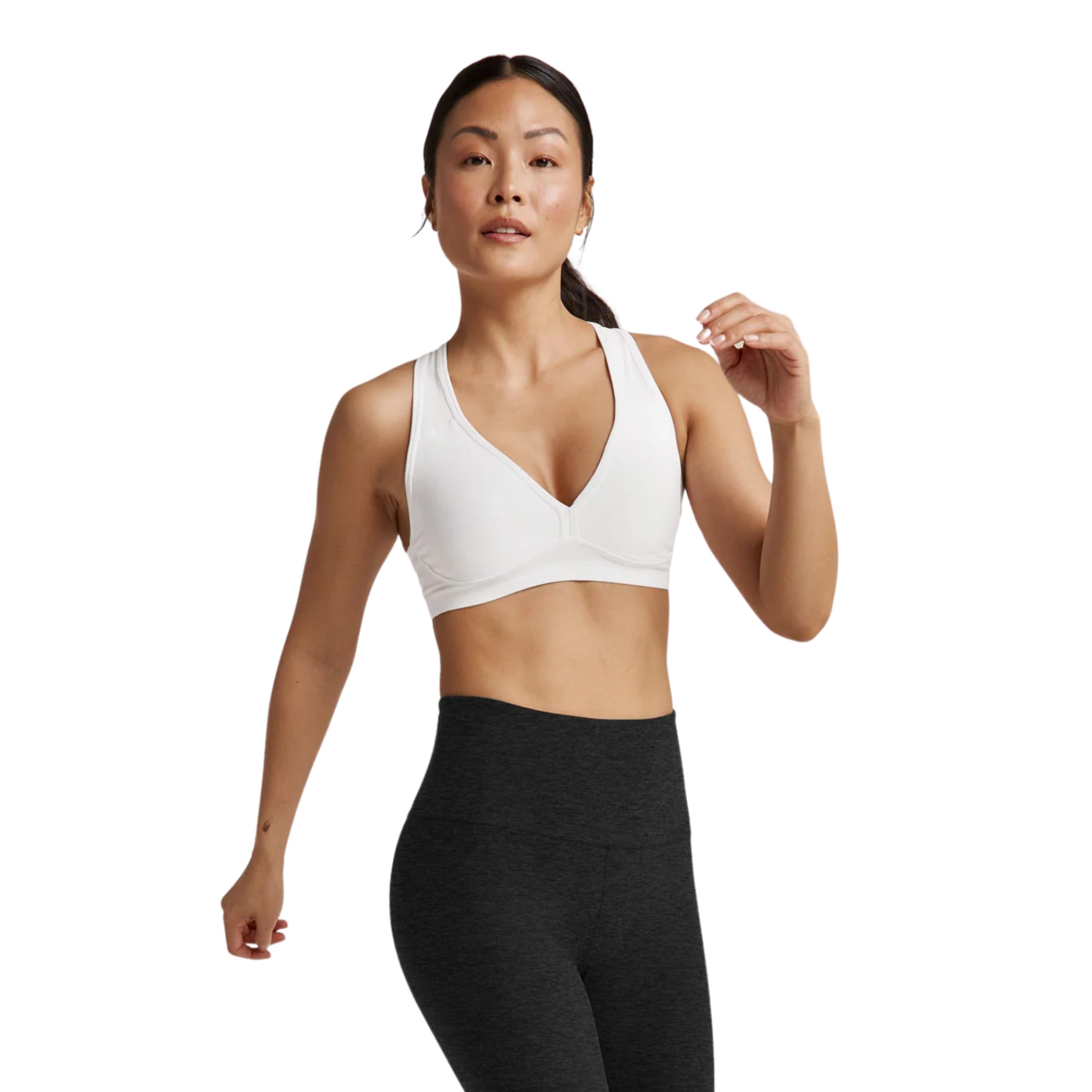 Beyond Yoga Spacedye Lift Your Spirits Bra para mujer, color blanco nube, mediano