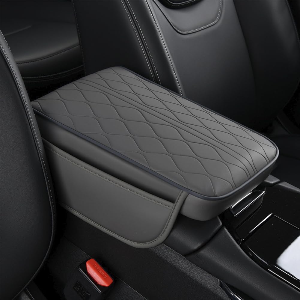 Photo 1 of New Universal Car Center Console Cover with Side Pockets - Leather Armrest Cover,Waterproof Armrest Box Mat,Arm Rest Covering Car Interior Accessories Arm Rest Cushion for SUV/Truck/Vehicle(Gray)