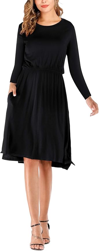 black midi dress with pockets