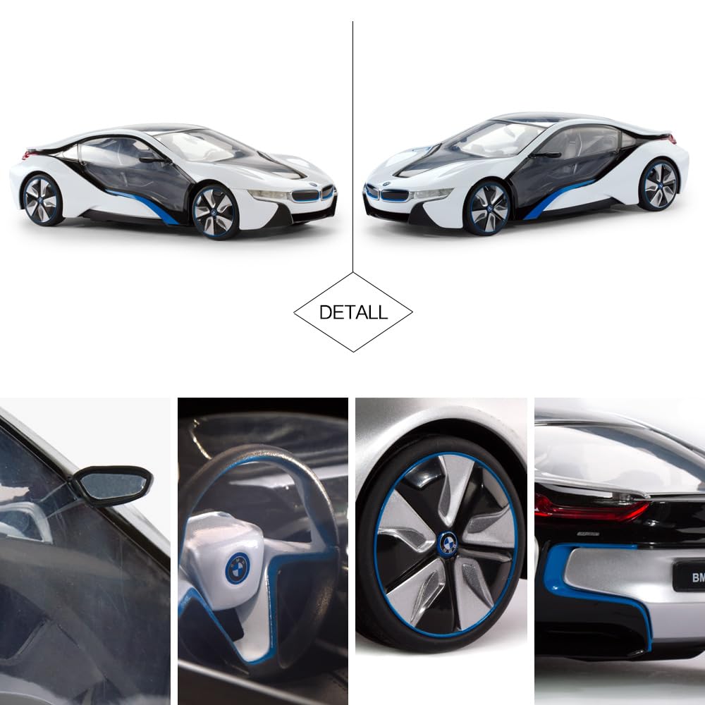 RASTAR BMW Toy Car, RC Cars 1/14 BMW i8 Remote Control Car for Kids, Interior Lights, White 2.4G