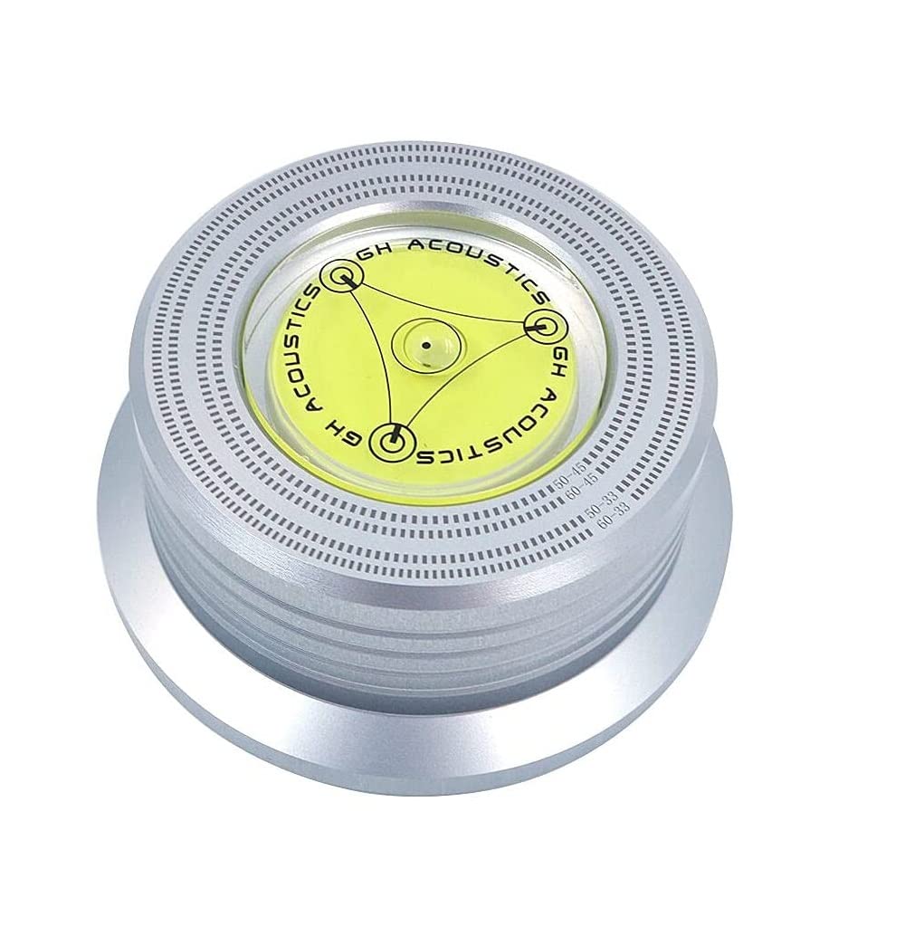 Fasizi 50/60Hz Bubble Level Speed Detection Turntable LP Vinyl Disc Alloy Record Weight Stabilizer Clamp - Silver