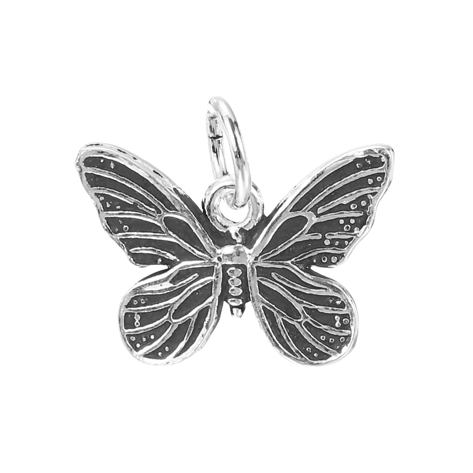 PATIKIL 1pcs Butterfly Charm, Mini Silver-Plated Butterfly Pendant Charm Bulk Silver-Plated DIY for Making s s Craft, Silver Tone Black
