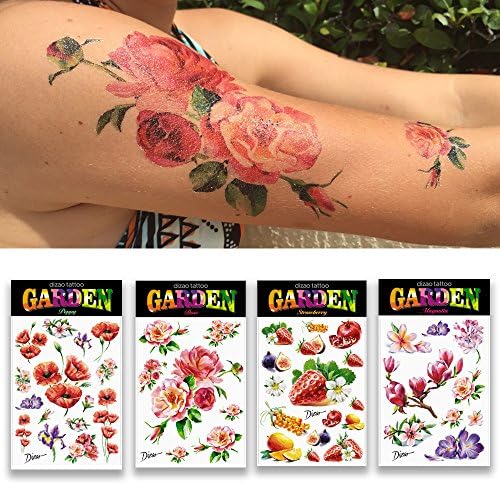 Dizao Tattoo. Garden 4 sheet. Temporary Metallic Tattoos