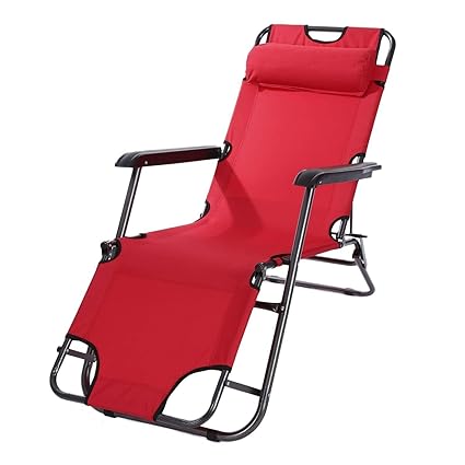Inditradition Zero Gravity Recliner Chair | Foldable Lounge, Garden, Pool Chair (Red, 153 x 60 cm)