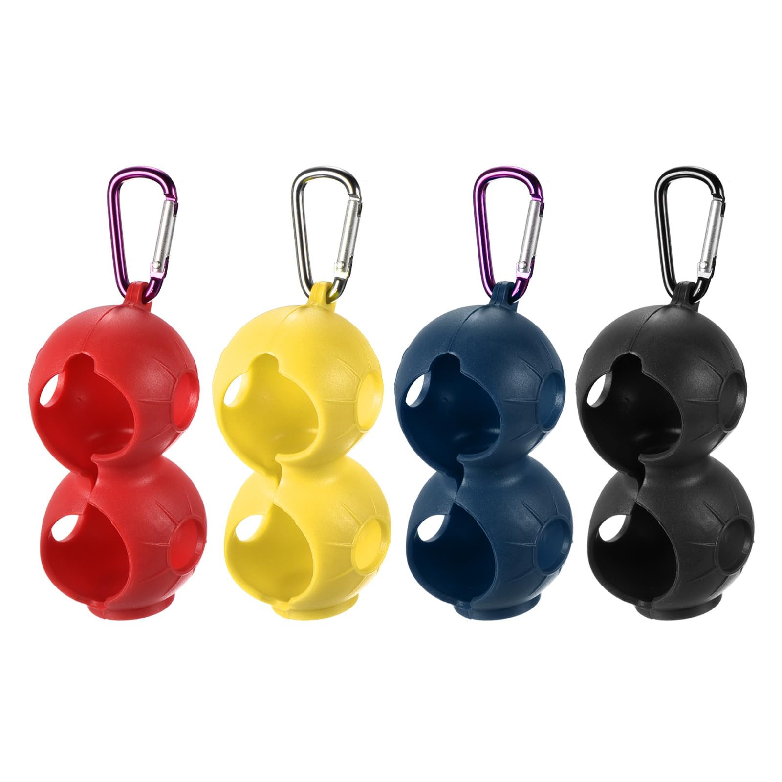 PATIKIL Golf Ball Holder, 2 Pack 2 Balls Carrier Silicone Protective Portable Sleeve with Buckle for Golf Bag Belt, Multicolor