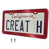Creathome 201 Stainless Steel License Plate Frames with Shining Red Color