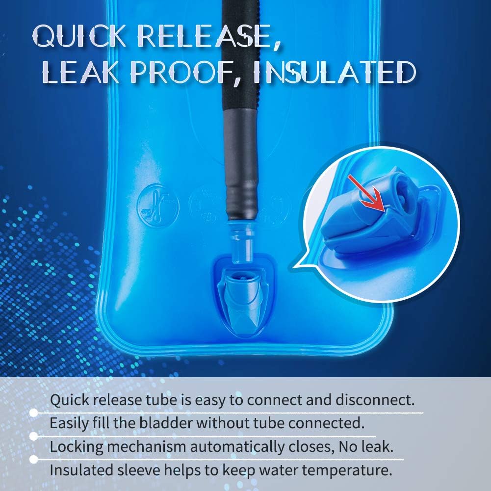 Hydration Bladder 2 Liter Water Reservoir Bladder, 2L Leak Proof Hydration Pack Bladder Replacement for Backpack, Water Storage Bladder Bag with Insulated Sleeve, for Hiking Camping Running Cycling : Sports & Outdoors