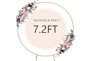 7.2ft Round Backdrop Stand Fitting Circle Arch Stand Frame - Linda's Memory Wedding Round Arch Stand for Parties Birthday Engagement Anniversary Bridal Shower Baby Shower Decor (Round 7.2 FT, Gold)
