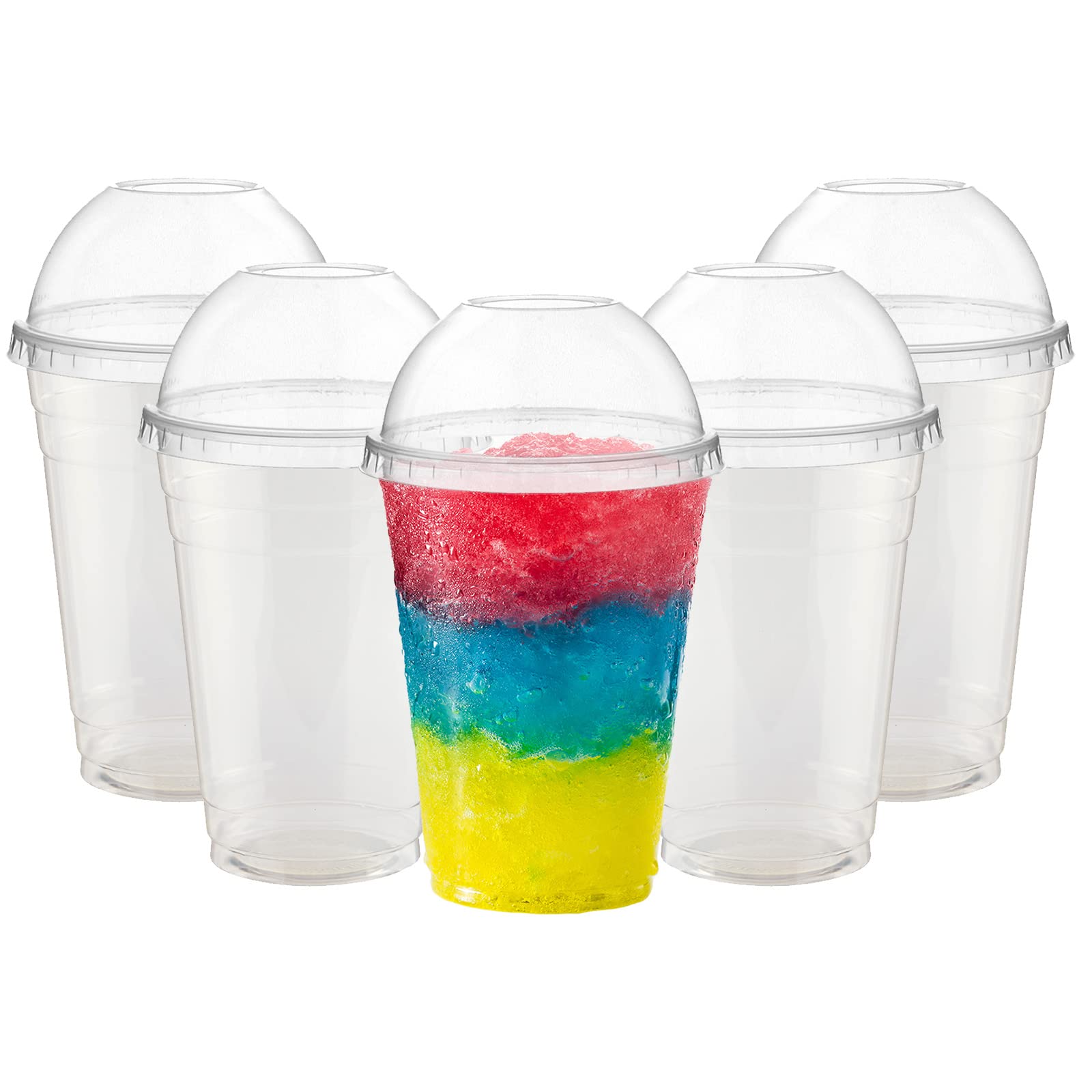 Edenpack Smoothie Cups with Dome Lids Clear Drinks Cup Plastic Cups Smoothies Iced Coffee Milkshakes Slushy Juice Bubble Tea Leakproof Reusable Hand Washable Recyclable (10, 16oz)