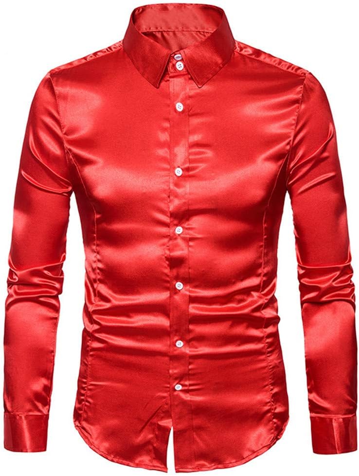 Gamlifing Men Long Sleeve Shiny Clubwear Coat Jacket Mens Casual Fashion Crew Neck Full Zipper Button Down Nightclub Shirt Tops Blouses Sweatshirt for Party